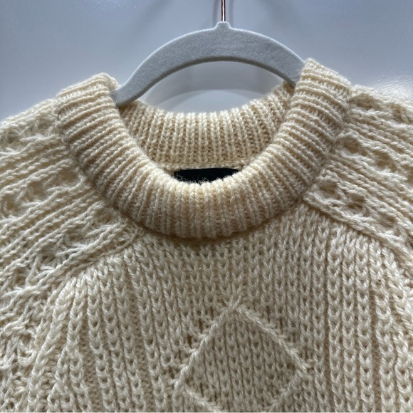 Vintage McRitchie Of Edinburgh 100% Pure Wool Jumper Size L Cream Fisherman - Picture 2 of 9